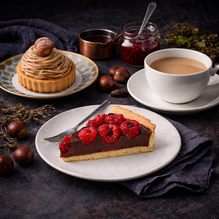 Coerthan Tea Served with a Sohm Al Tartlet and Fig Bavarois Also Available for 2